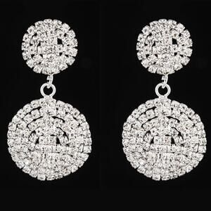 Dangle Drop Earrings Clear Crystal  Silver Pierced Chandelier N16
